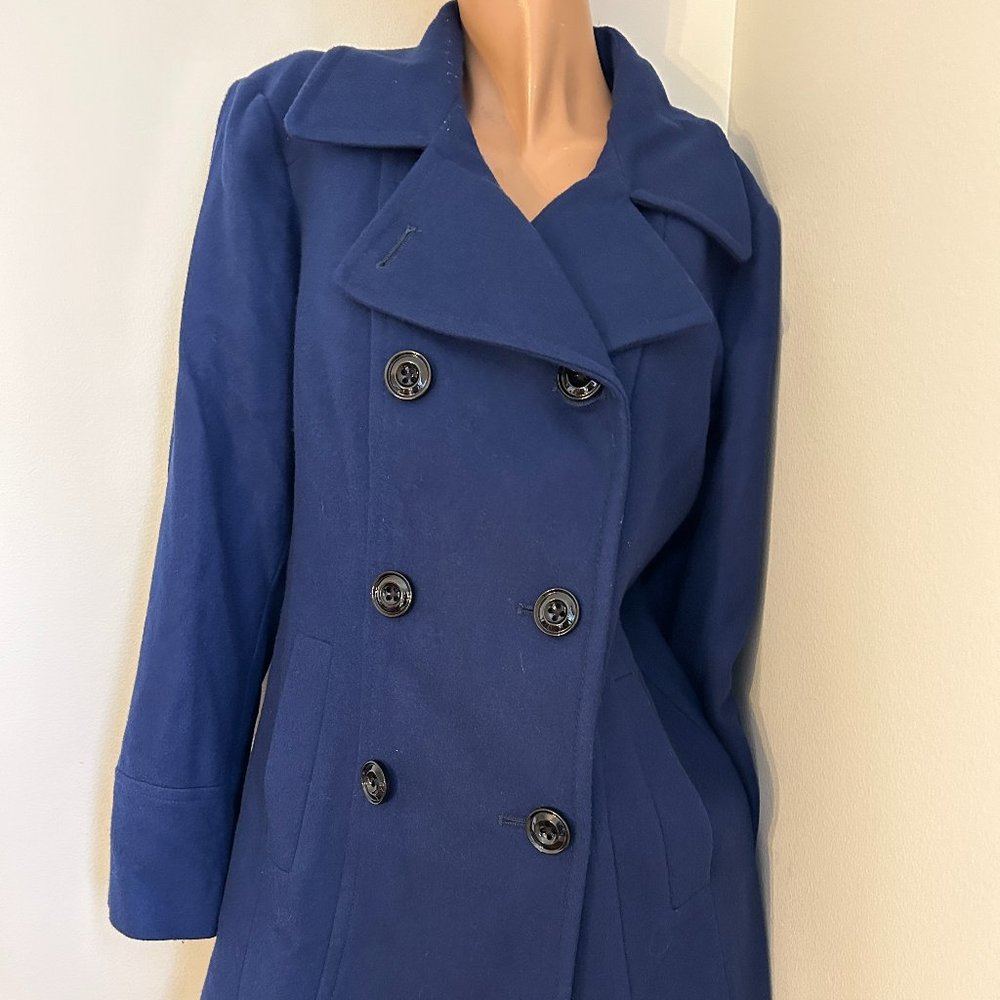 Anne Klein Wool Blend Double-Breasted Trench Coat